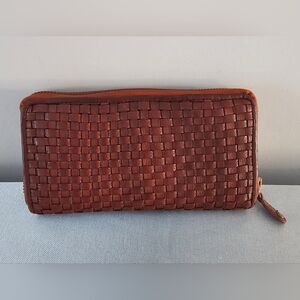 ASHWOOD Leather Vintage Brown Woven Leather Full Size Womens Wallet